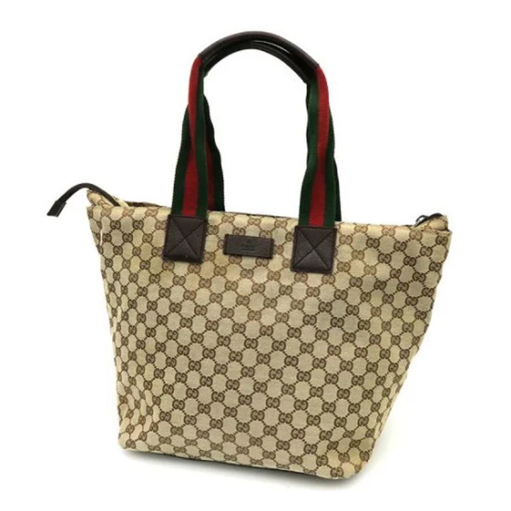 Gucci GG Canvas Sherry Line Tote Bag signature web Brown